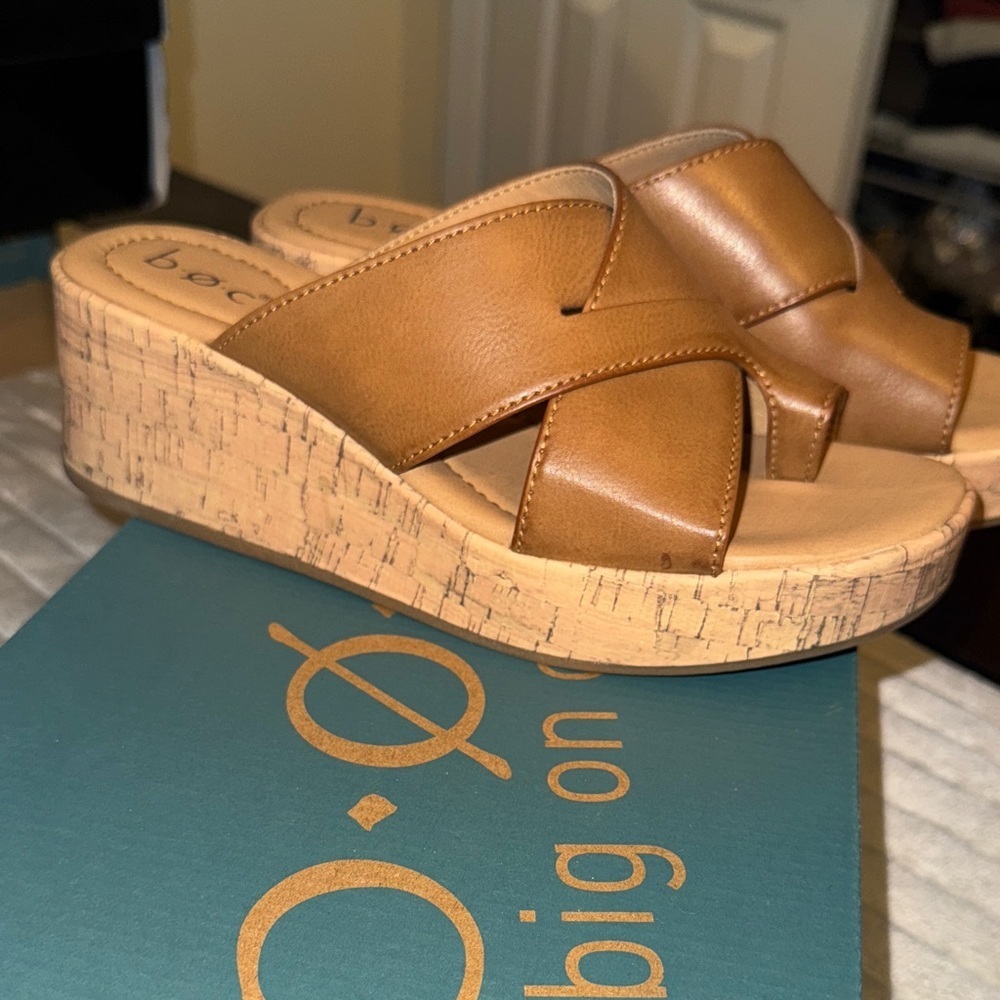 b.o.c. Women's Brown Wedge Sandals - Picture 3 of 16